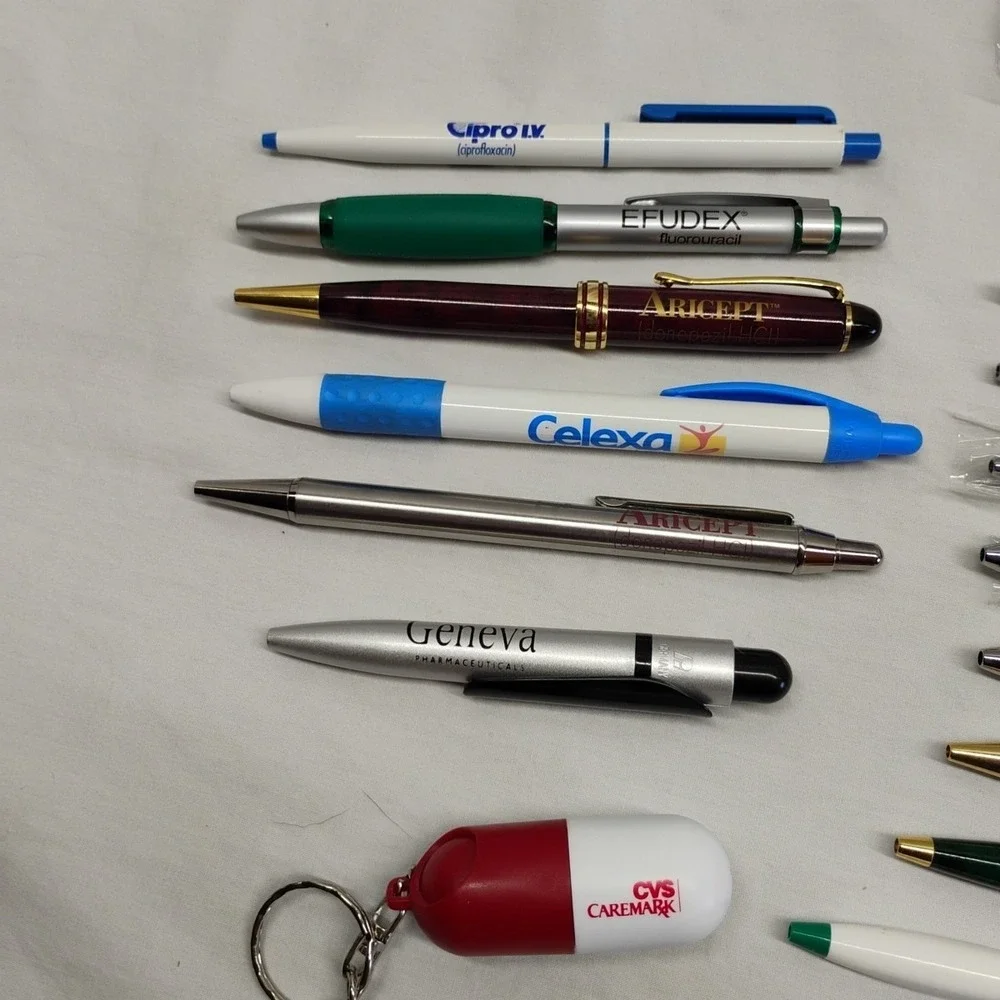 Pharmaceutical Drug Rep Collectible Pens Banned 39pc Lot New Used‎